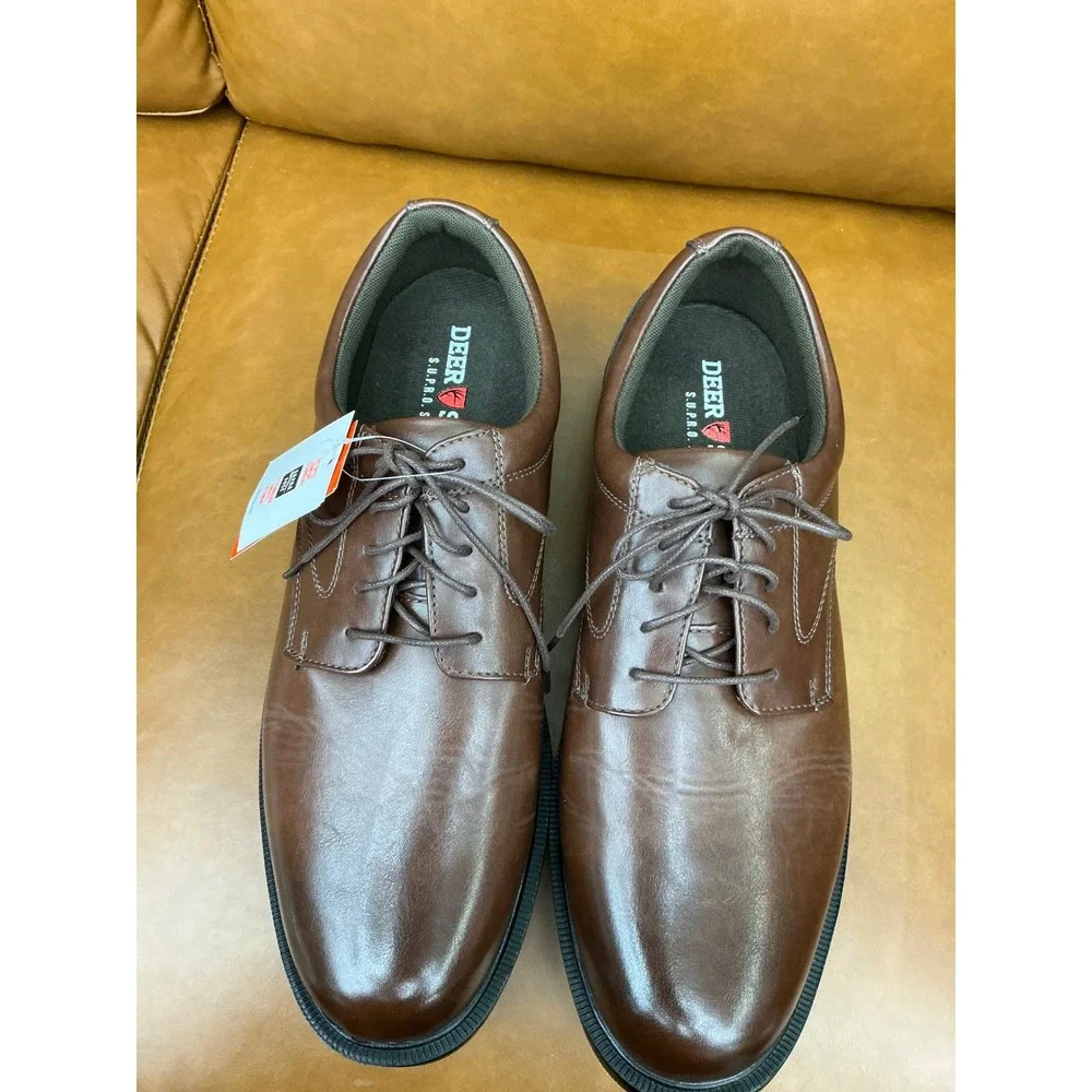 Deer Stags Times Oxford Shoes Mens 16 Brown New Plain Toe Comfort Blucher